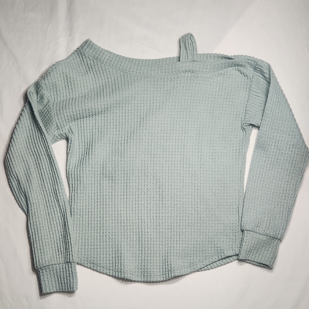Daytrip Youth Waffle Knit Sweater Girls Small – Mint Green Long Sleeve